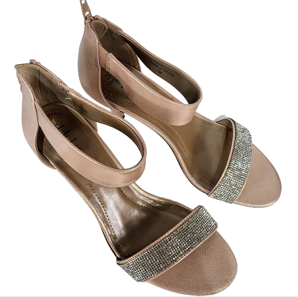 Style & Co Phyllis Two-piece Evening Sandals Blush Silver 7 - Picture 7 of 8
